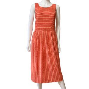 Anthropologie Postmark Retro Ribbon Midi Dress Sleeveless Summer Tie Back Casual